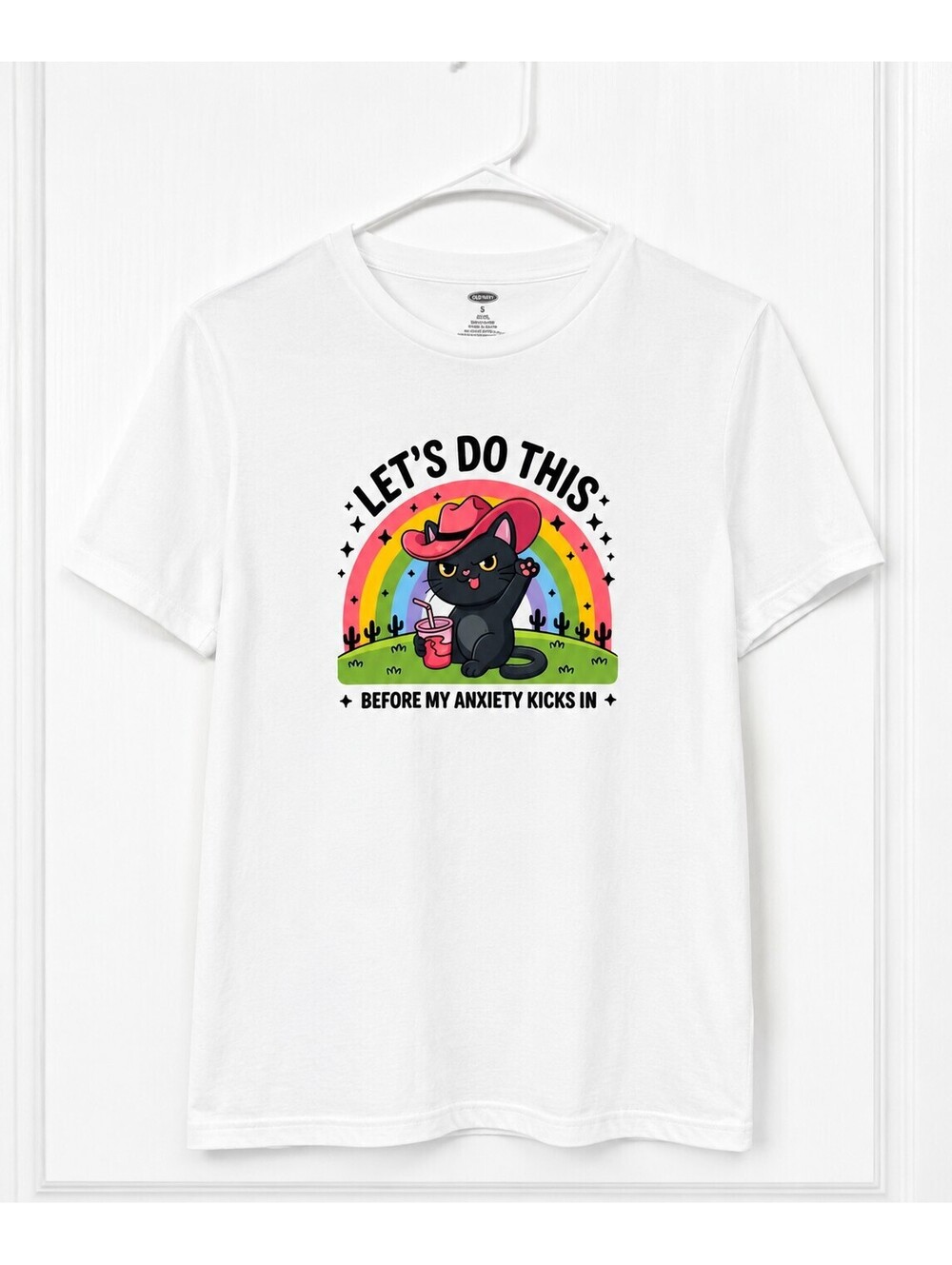 Black Cat "Let's Do This Before My Anxiety Kicks In" Graphic T-Shirt